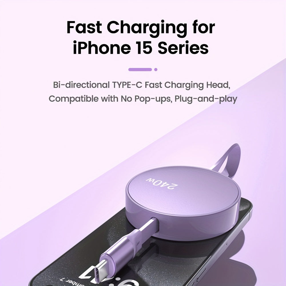 240W Fast Charging TypeC Dual Head Retractable Data Cable for Laptop and Mobile Phones 1m