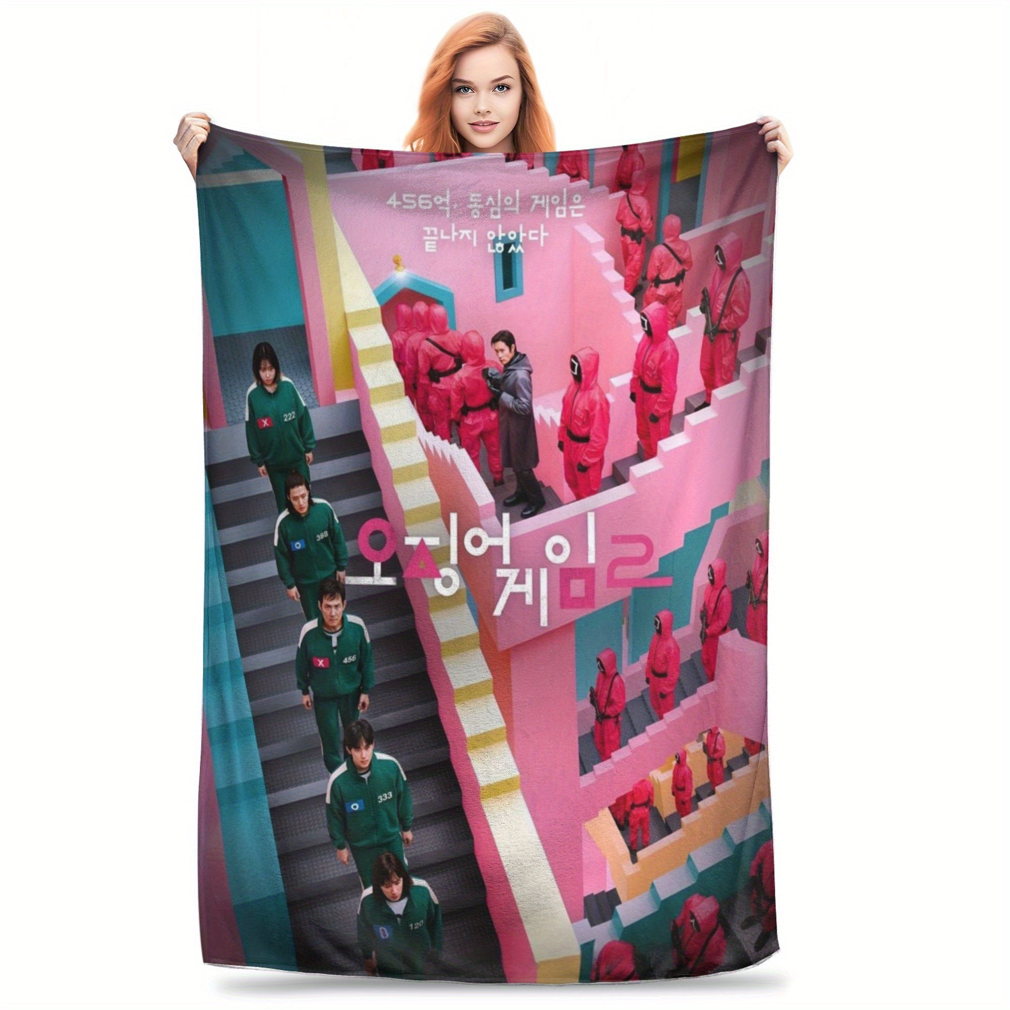 Flannel Throw Blanket Soft Warm Vibrant Colors Modern Design for Sofa Bed Camping