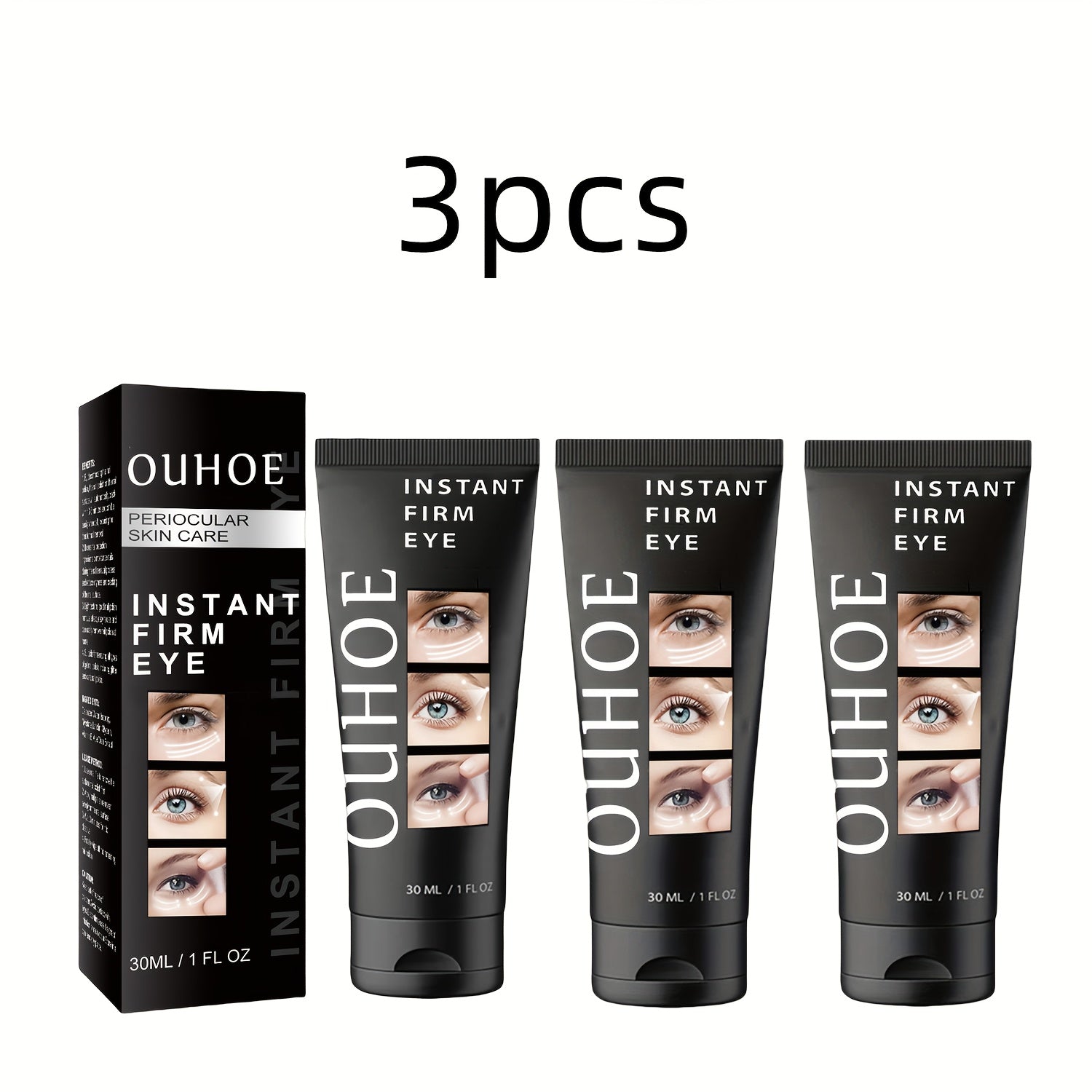 OUHOE Instant Eye Tightener Cream barcha teri turlari uchun. Niacinamide va Gialuron kislotasi bilan mustahkamlovchi va namlantiruvchi. Hidi yo'q, ko'z konturini va namlik darajasini oshiradi, kundalik foydalanish uchun.