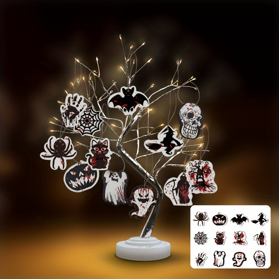 Árbol de bonsái artificial de 50.8cm con luz y 108 luces LED cálidas, doble USB, alimentado por batería, para decoración de dormitorio y ambiente festivo