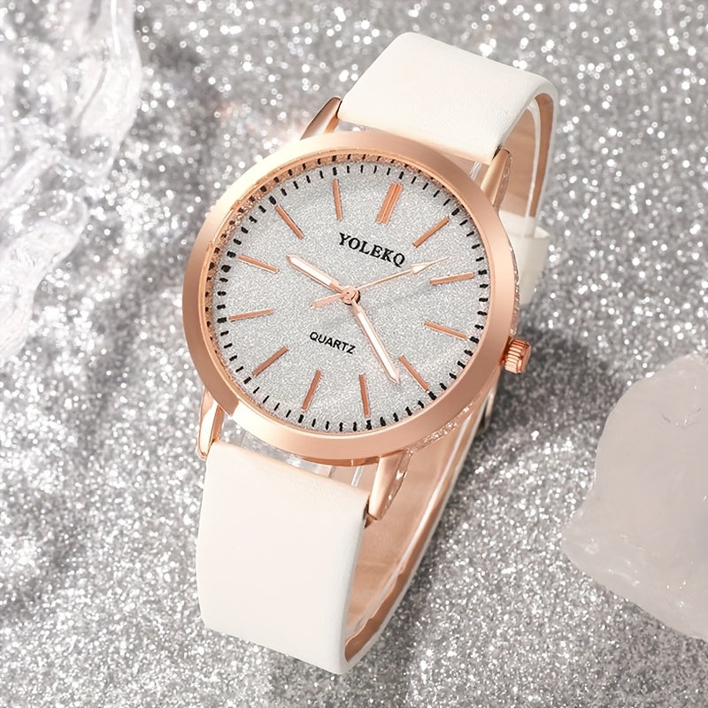 Set of 3 Women's PU Leather Quartz Wrist Watches Casual Chic Gift