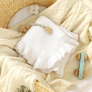 Infant Stroller Blanket Quilt with Lotus Leaf Edge for Toddlers