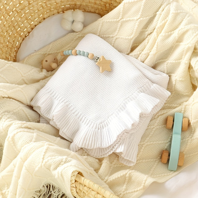 Infant Stroller Blanket Quilt with Lotus Leaf Edge for Toddlers