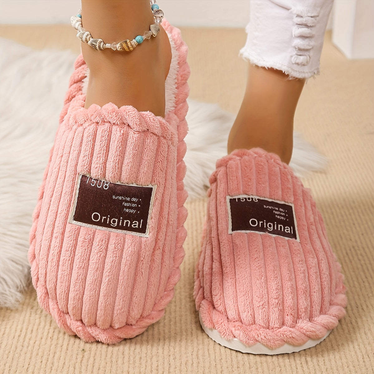 Unisex Winter Slip-On Slippers Comfortable Non-Slip Indoor Casual Shoes