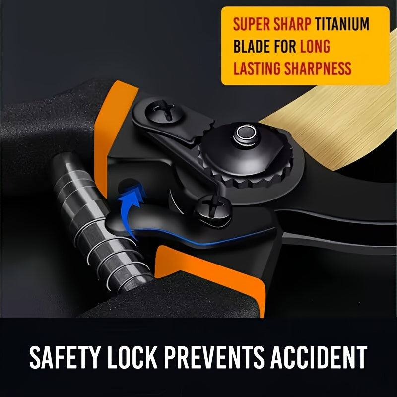 Titanium Coated Bypass Pruning Shears for Tree and Branch Trimming Alloy Garden Hand Clippers