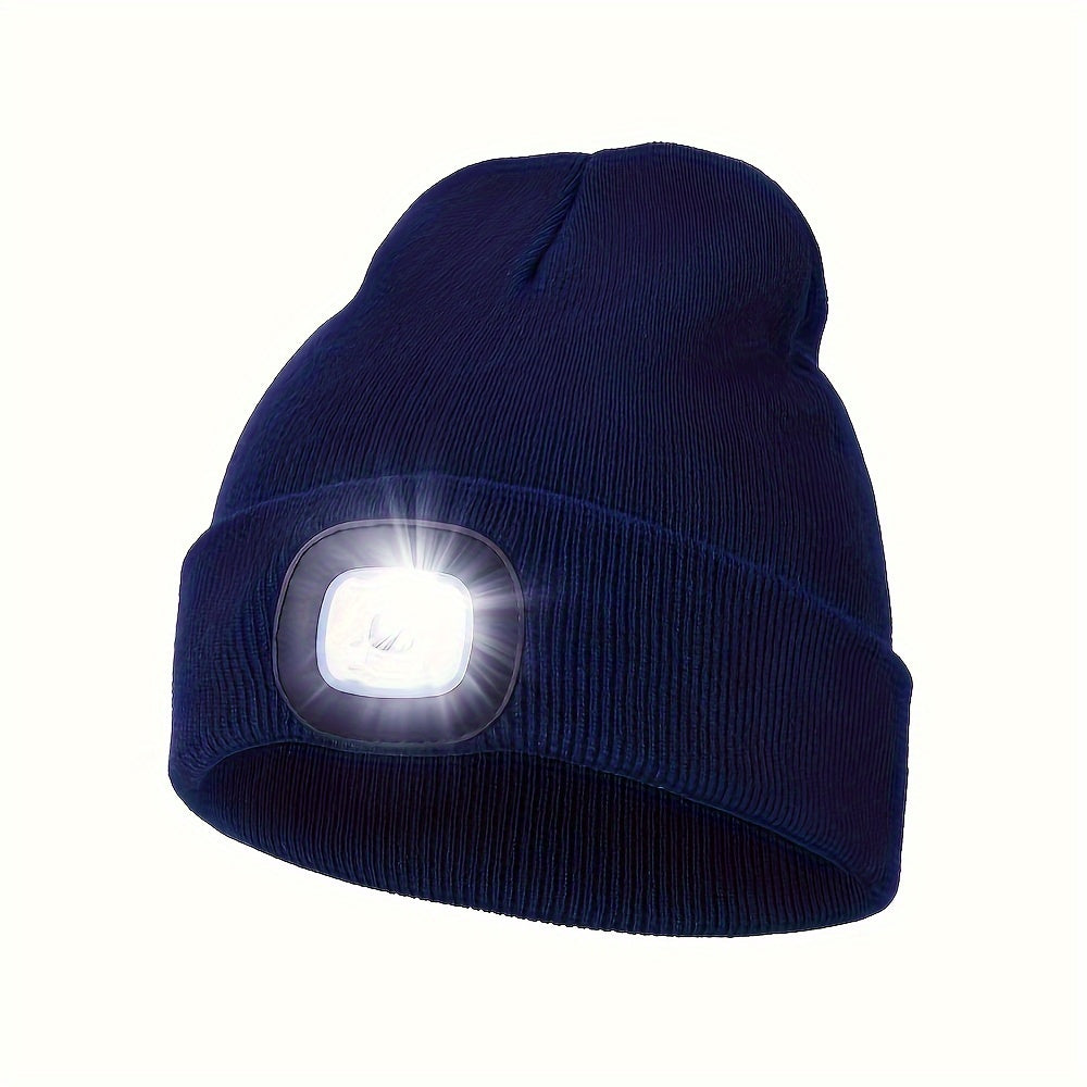Unisex LED Beanie Hat with 4 LEDs for Night Walking Camping and Fishing