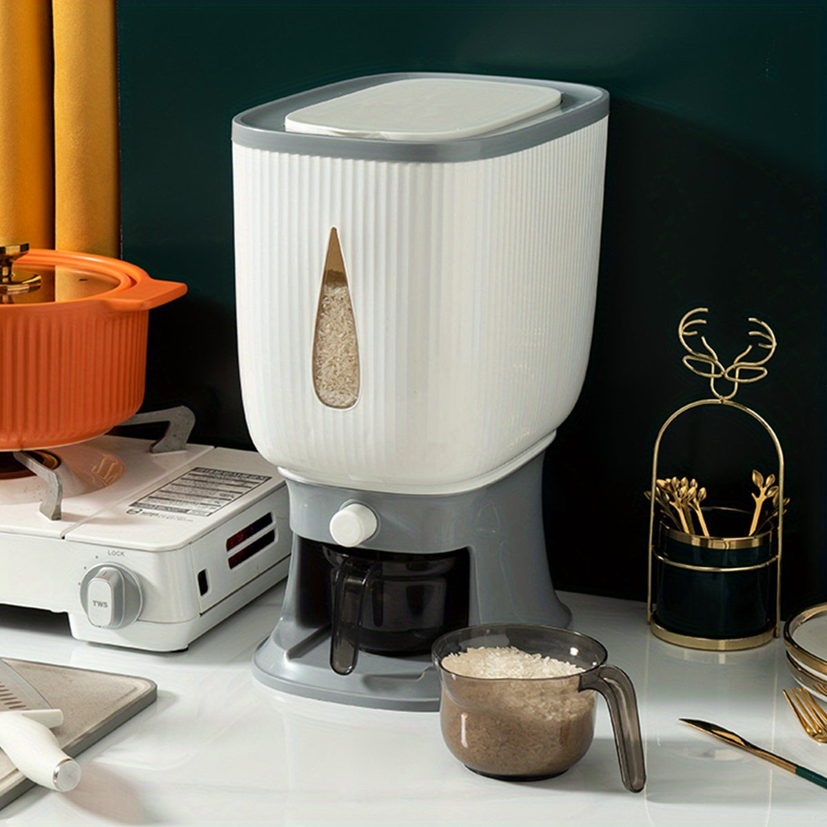 Cubo de almacenamiento sellado para arroz 10kg, resistente a la humedad y a los insectos