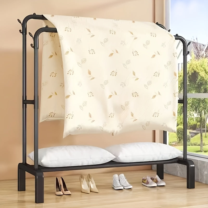 Double Bar Clothes Hanger for Coats Shirts Dresses and Scarves Lightweight Iron Rack Black White