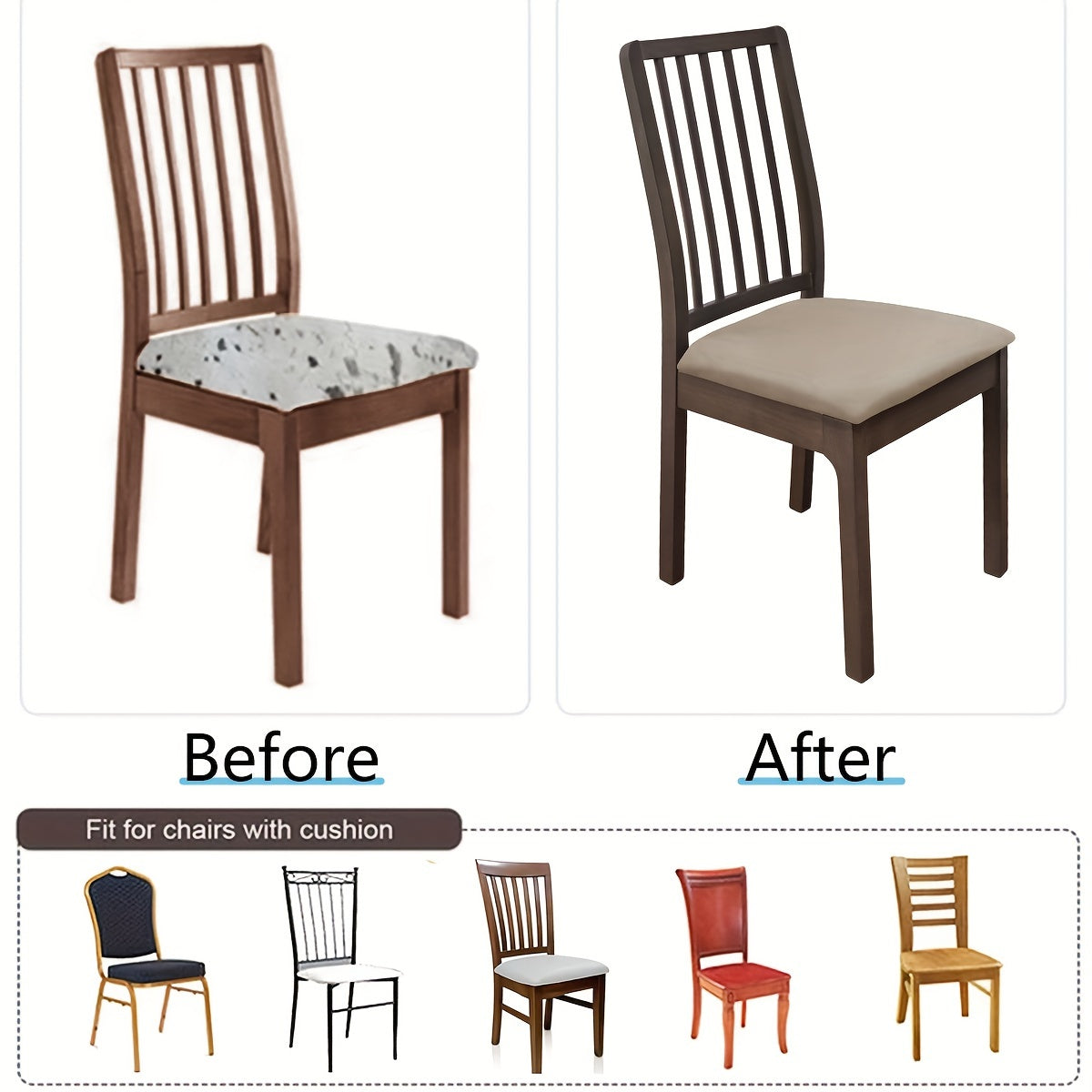 Высокоэластичные чехлы для стульев однотонных цветов, 4 или 6 штук в наборе. Пылезащитные и водоотталкивающие, washable и съемные. Идеально подходят для гостиных, столовых и отелей.