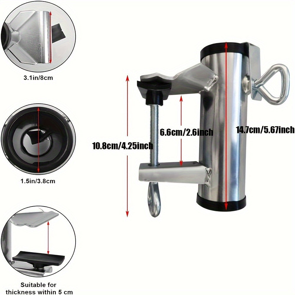 Stainless Steel Outdoor Umbrella Holder Clamp for Railing Fence Boat Pole