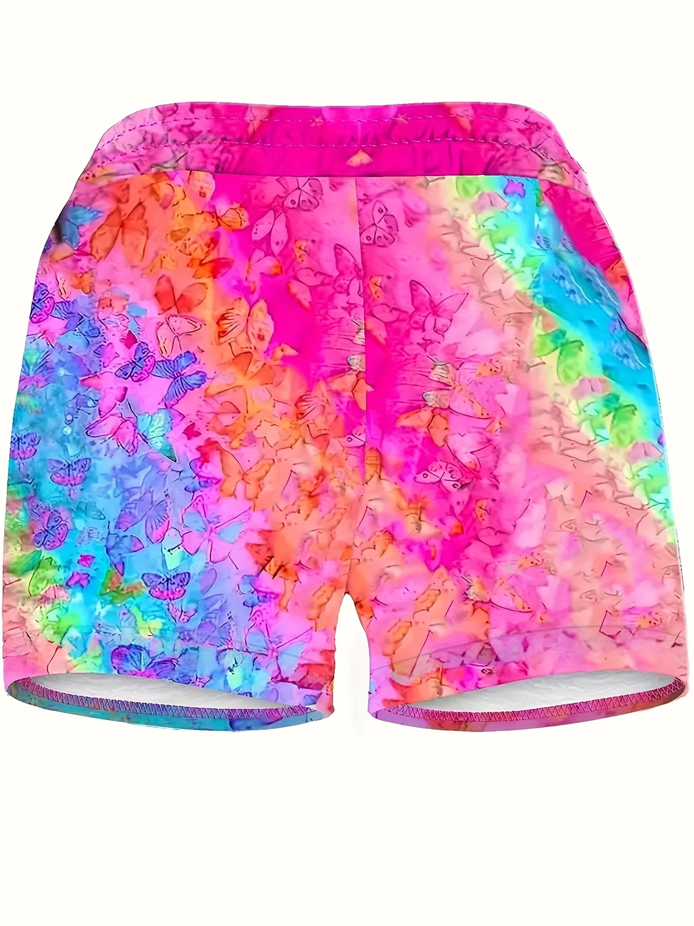 Шорты для женщин больших размеров casual с принтом бабочек, регулируемый пояс, легкая летняя ткань