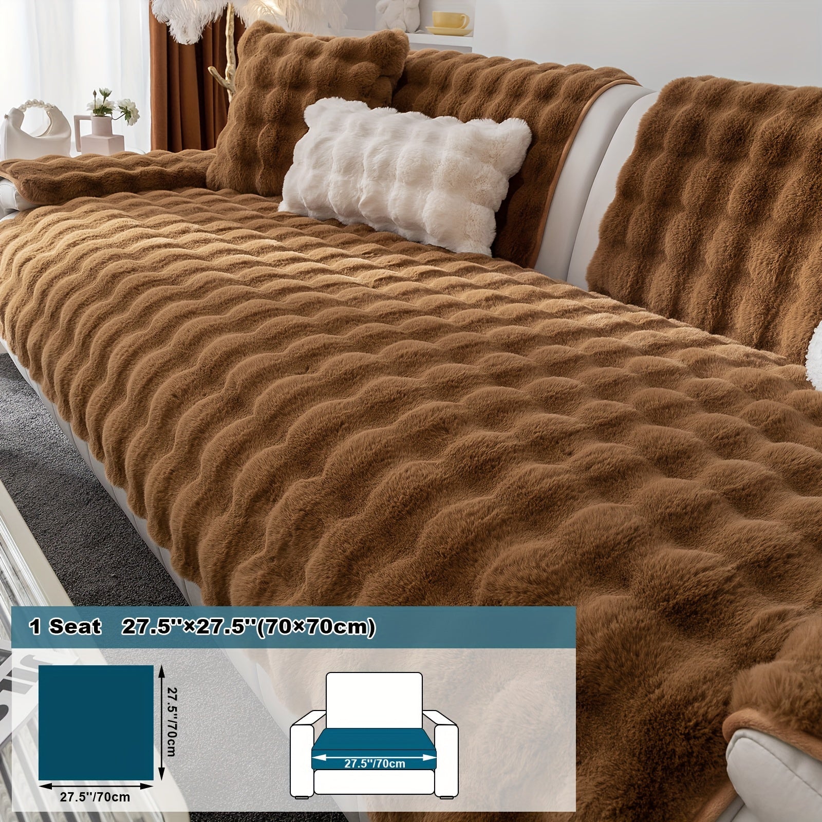 Имитация кролика плюшевая подушка-диван для домашних животных, дружелюбная к собакам с нескользящим чехлом для защиты мебели и декора в спальне, офисе или гостиной.