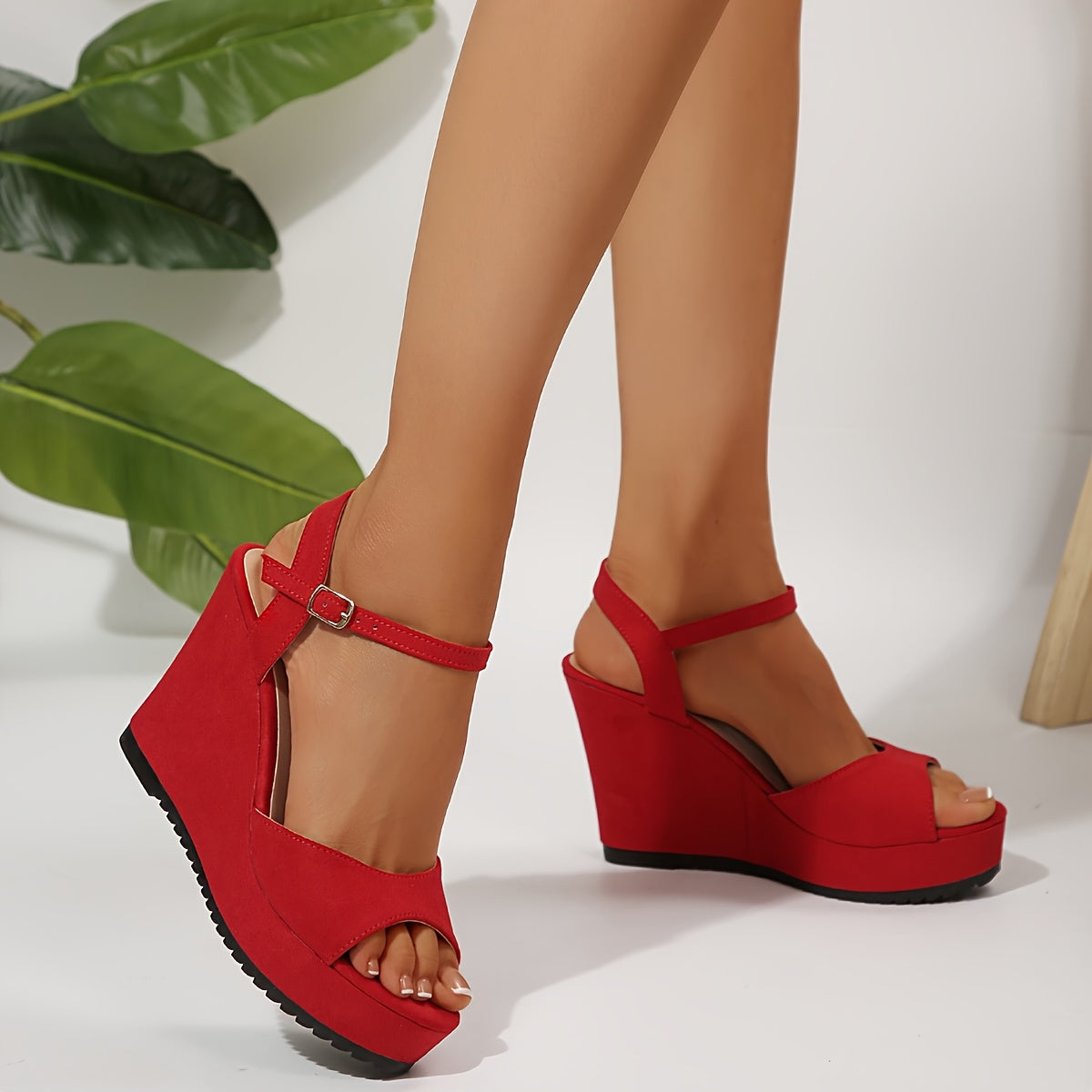 Ayollar uchun sozlanadigan bilakbog'li platforma poyabzal ochiq barmoqli yuqori etiklar