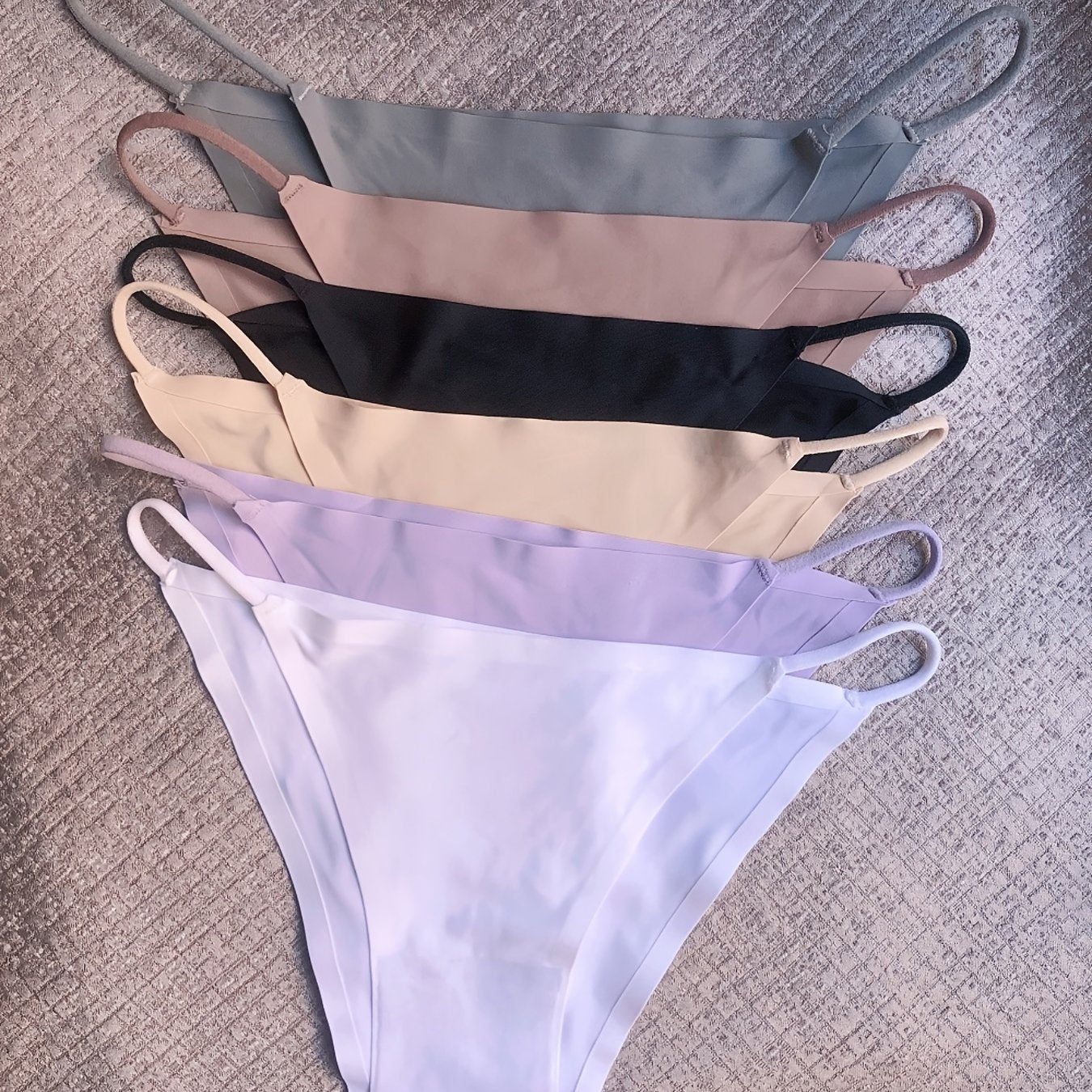 Tanga de mujer sin costuras de cintura baja en pack de seis, color sólido, nylon cómodo