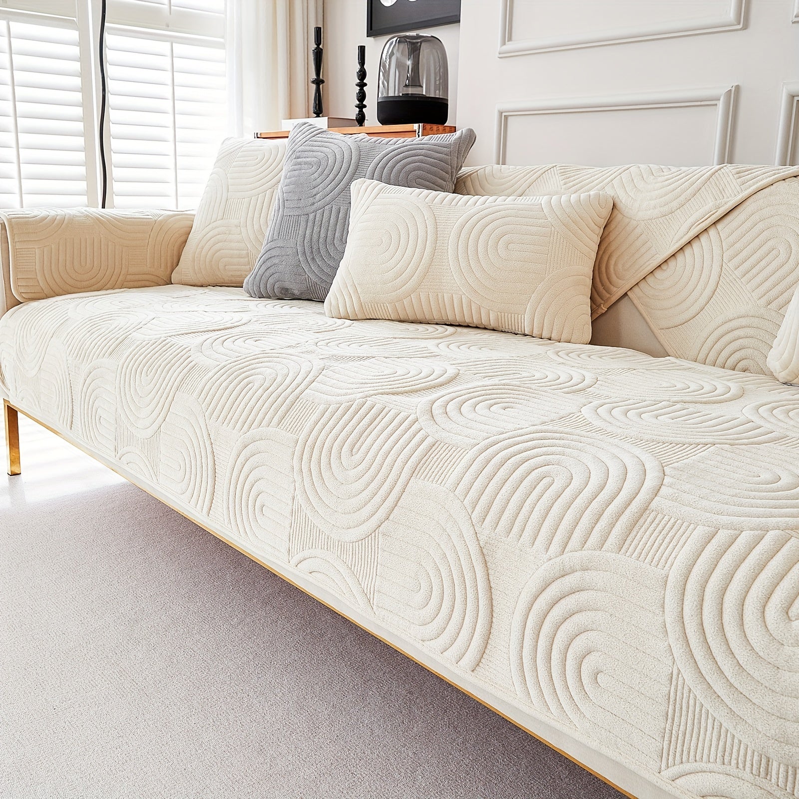 Чехол на мебель из молочного бархата с шерпой, противоскользящий, для защиты мебели, подходит для домашних животных