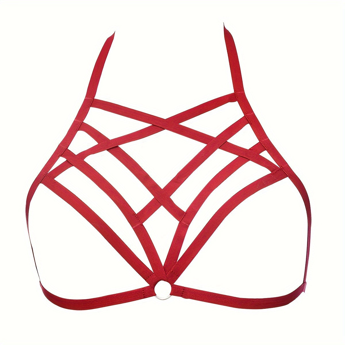 Women's Gothic Cage Bra Harness with Sheer Body Suspenders Lingerie