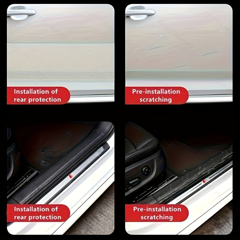 Protector de borde de puerta de coche de fibra de carbono universal con cinta anticolisión autoadhesiva