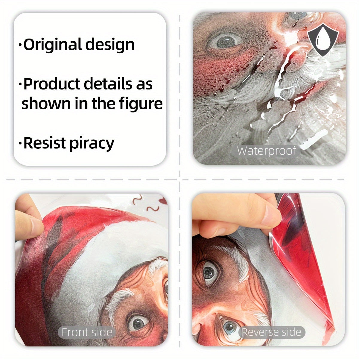 Christmas Window Sticker Double-Sided Santa Claus 20x30cm Silk Glass Material