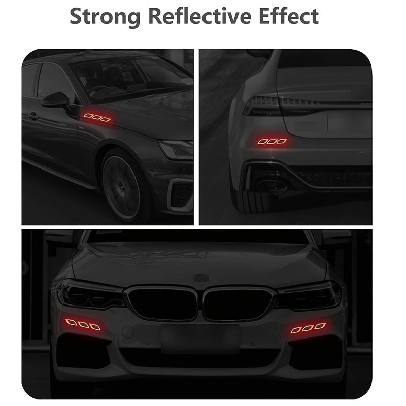 6pcs Car Reflective Decals Plastic Bumper Strips Scratch Masks for Safety