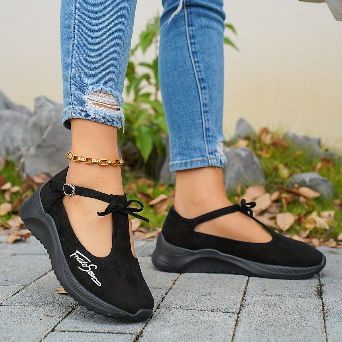 Women's Embroidery Casual Mary Jane Sports Shoes Easy Wear