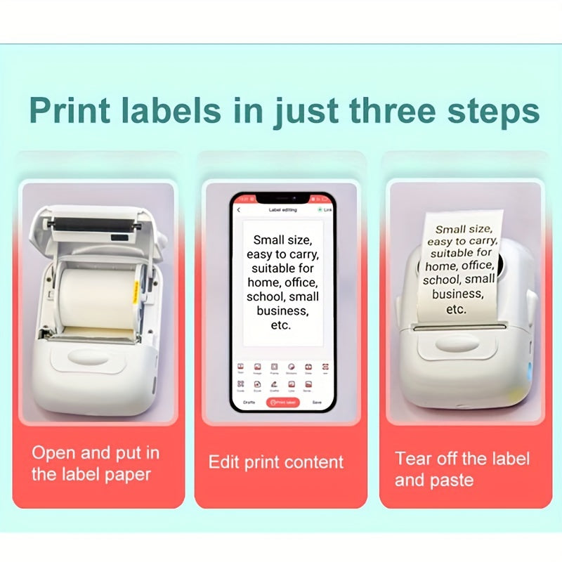 Portable Thermal Label Printer for Android iOS with 40x30mm Stickers
