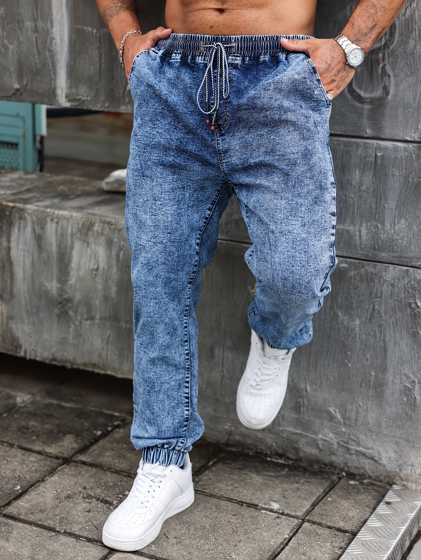 Мужские джинсы из растяжимого денима большого размера с карманами, всесезонные, повседневный ковбойский стиль