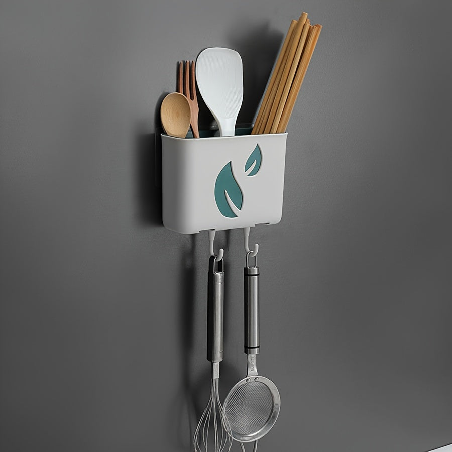 Wall-Mounted Storage Rack with Drainage, Single Tier, No-Drill Kitchen Bathroom Organizer