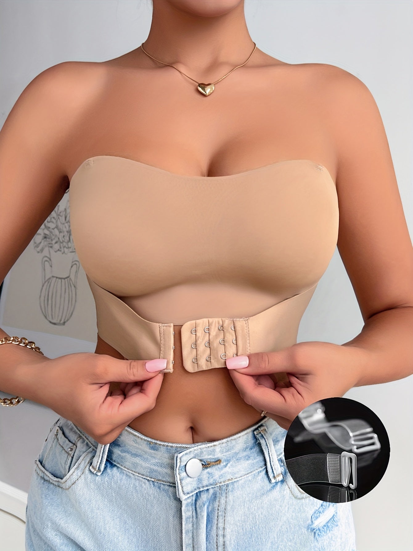 Women's Wireless Strapless Bandeau Bra with Support