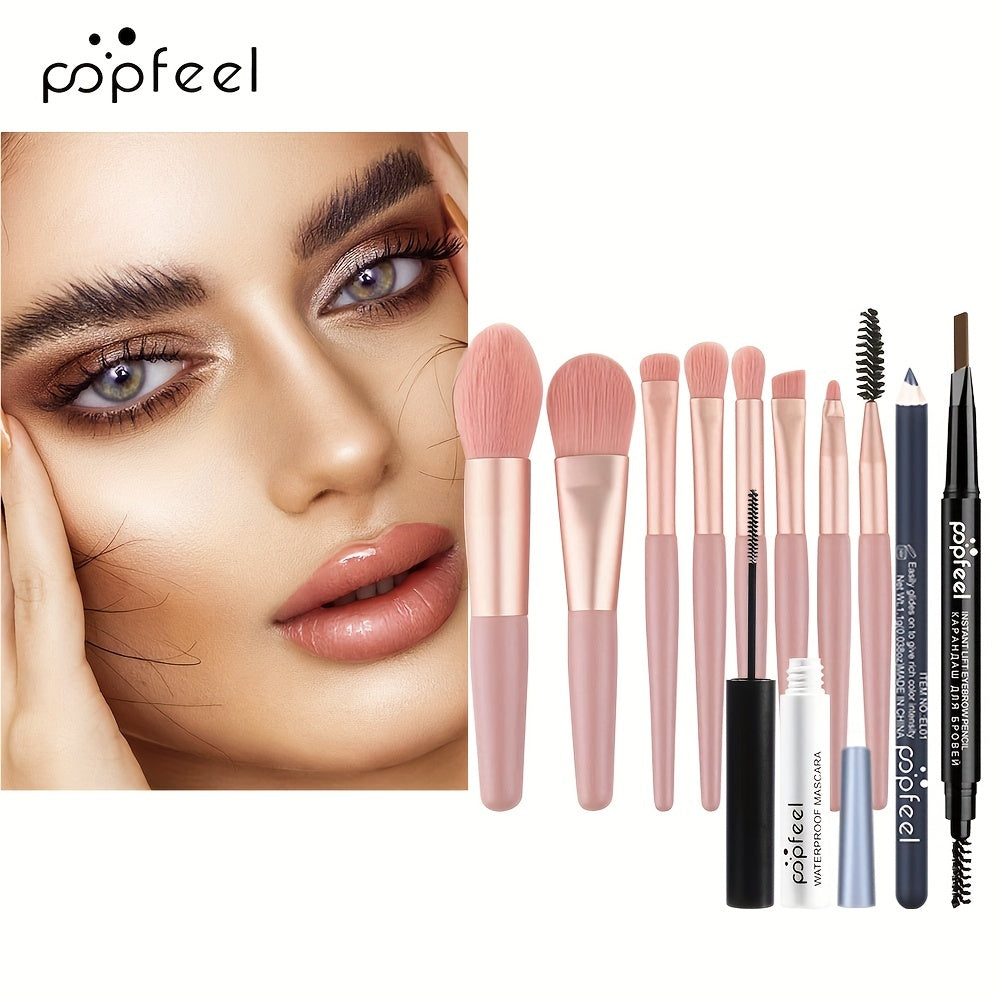 Set de maquillaje de ojos para mujer paleta de sombras delineador máscara lápiz de cejas