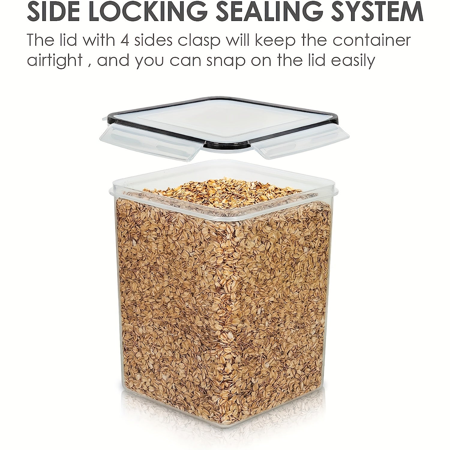 3-Piece Clear Large Airtight Food Storage Jars 5.2L Pantry Cereal Flour