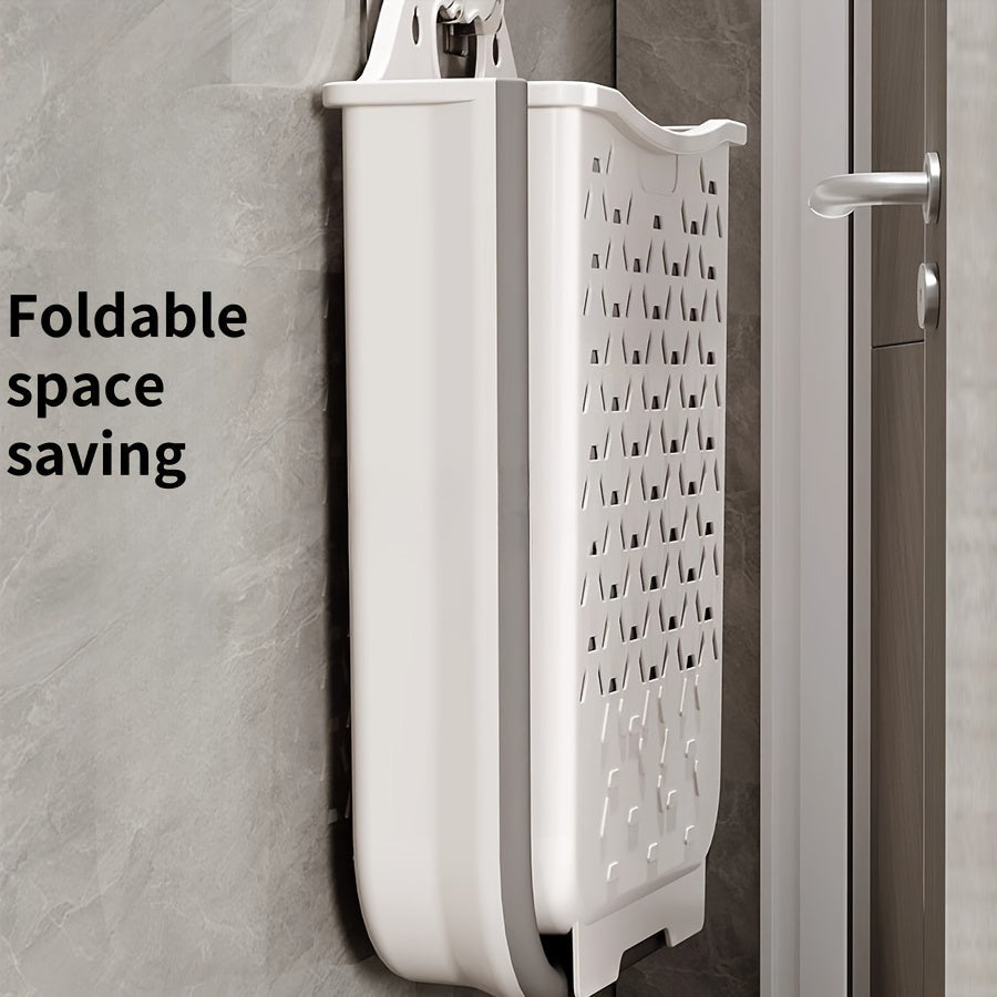 Conjunto de 3 cestas de ropa plegables para colgar en la pared con ganchos para baño o dormitorio