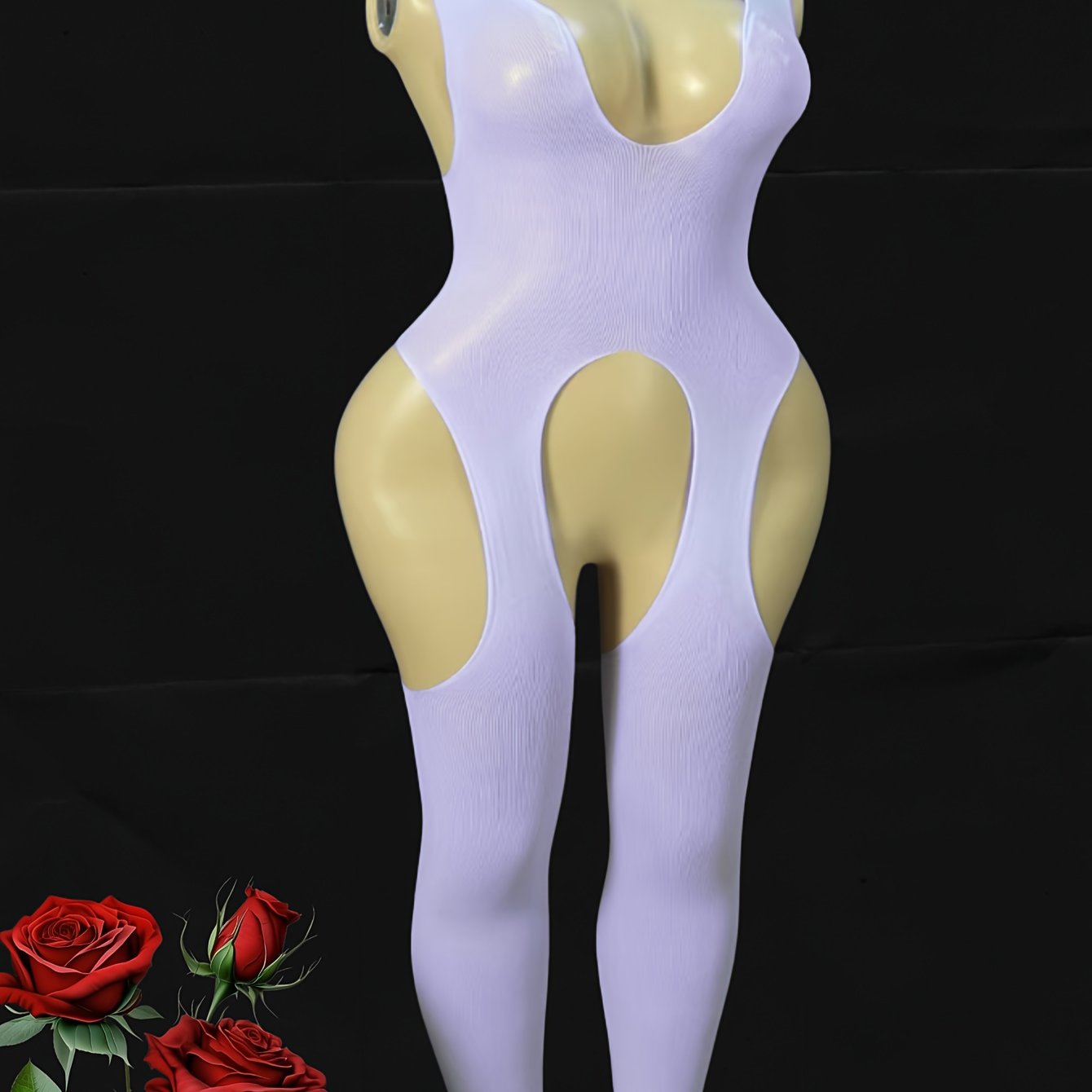 Women's Mesh Bodysuit Open Crotch Semi-Transparent Large Size Tights