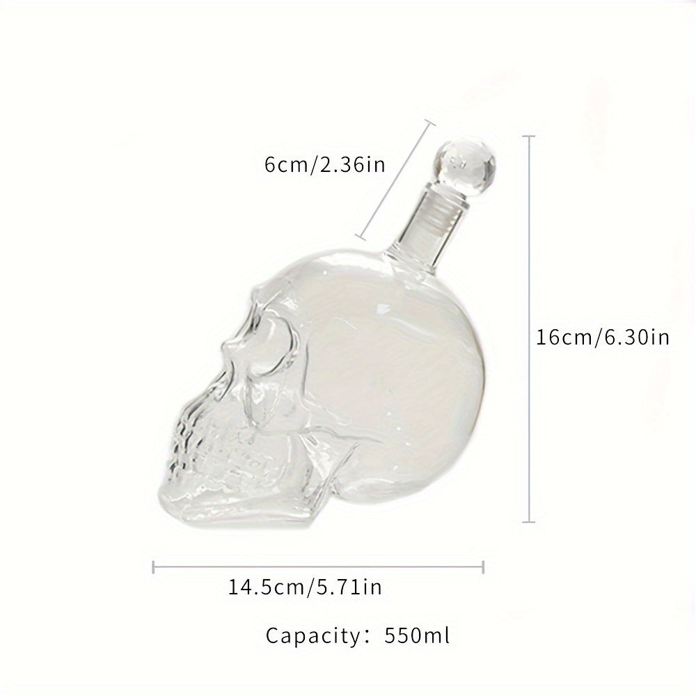 Skull-Shaped Glass Decanter 1000ml Liquor Wine Air-Tight Stopper