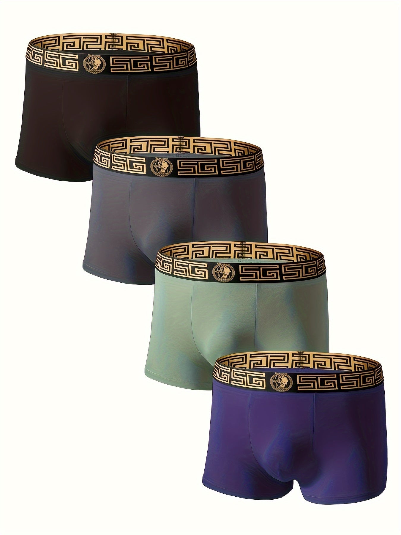 4-Pack EACIECK erkaklar sport shortlari qora va oltin sovg'a qutisida, viskoza va elastan aralashmasidan tayyorlangan, o'rtacha cho'zilish bilan. Ushbu bir xil rangdagi shortlar, to'qimachilik materialida odatdagi moslikda.