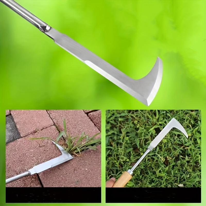 Garden Hand Tool Stainless Steel L-Shaped Weeding Tool 34cm Yard Patio Driveway