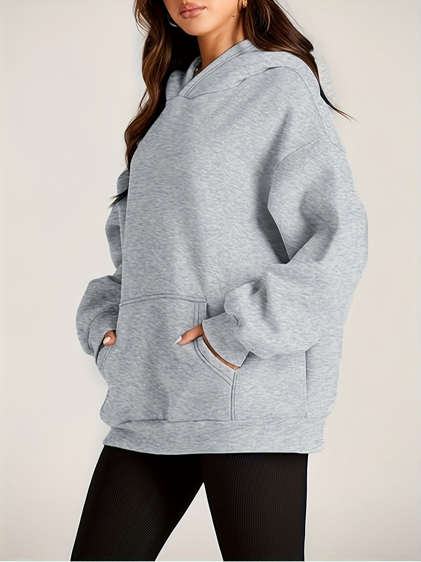 Women's Oversized Fleece Hoodie with Kangaroo Pocket Casual Winter Fall