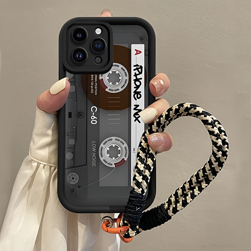 Retro TPU Phone Case with Lanyard for iPhone 16 Pro Max and 16 Plus Stylish Protection