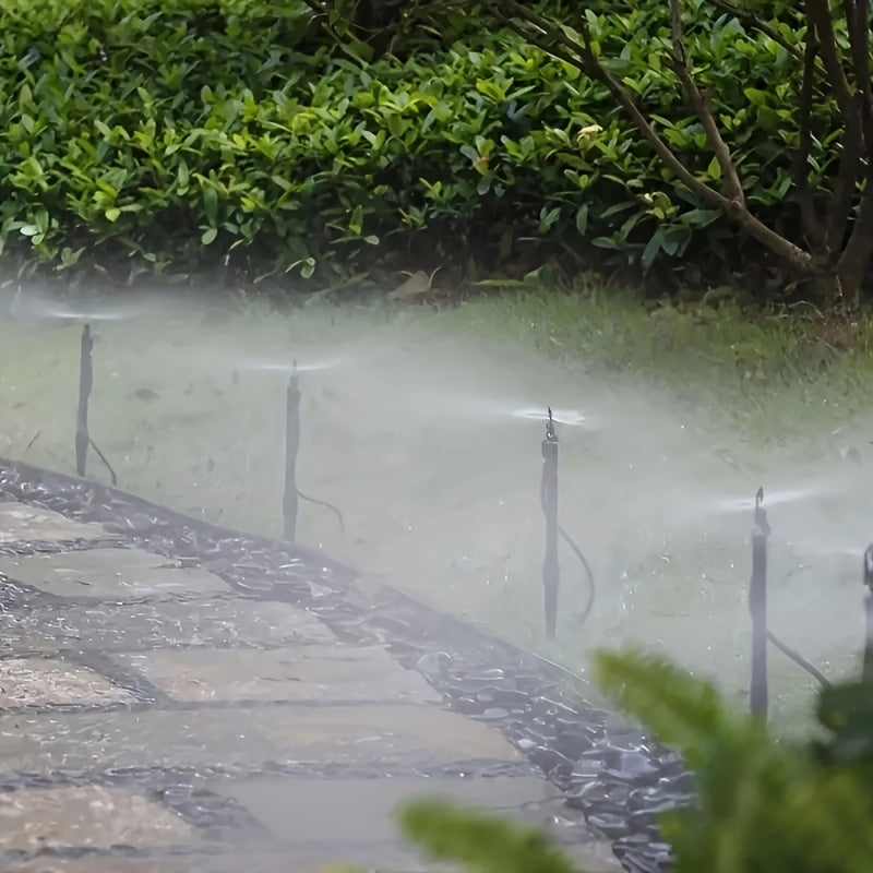 Outdoor Misting Cooling System with Copper Nozzles and Drip Irrigation Kits for Garden Watering and Humidification