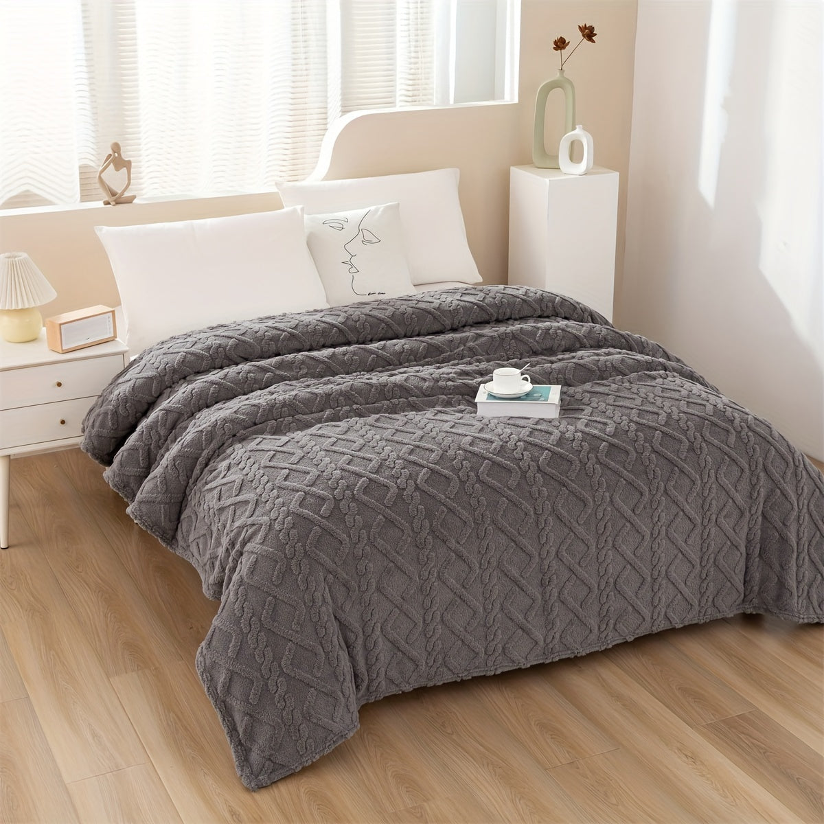 Cozy Embossed Sweater-Style Blanket for Winter and Holiday Occasions