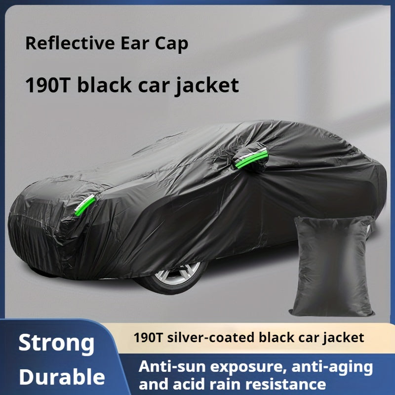 Barcha Qora Avtomobil Qopqog'i Polyester Quyoshdan Himoya Ko'zg'acha Chiziq 190T