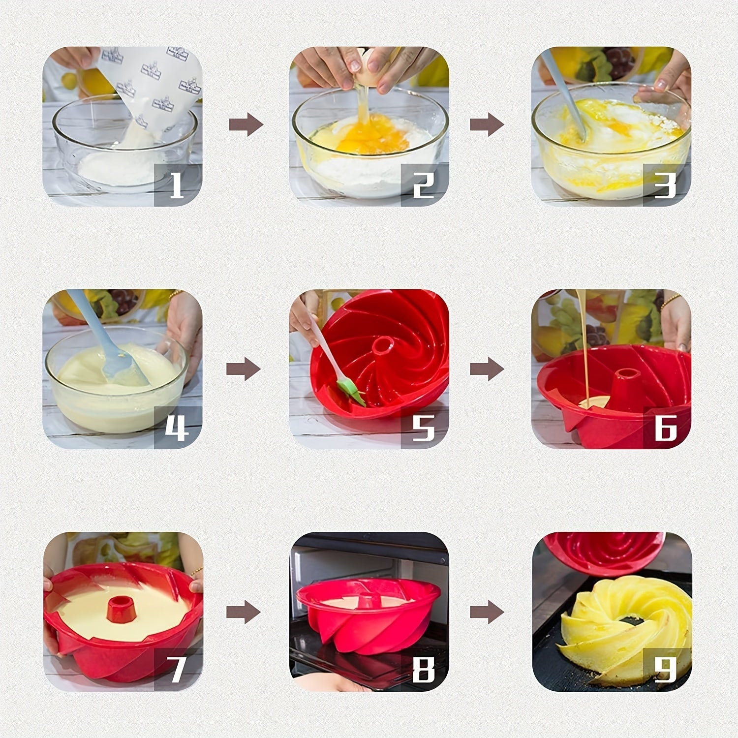 Silicone Cake Pan Spiral Design 24.13cm Nonstick for Gelatinas Breads