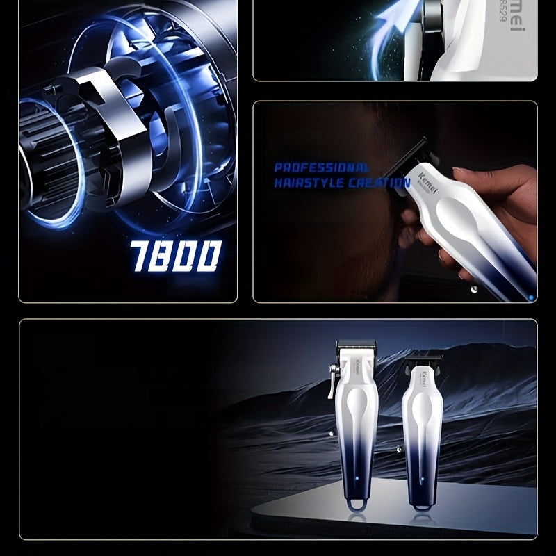 Профессиональные машинки для стрижки Kemei для мужчин, 2-в-1 электробритва с 9 насадками-фиксатором, регулируемый защитный палец, триммер для головы с маслом, двойной режим питания от батареи/USB, перезаряжаемый 18650