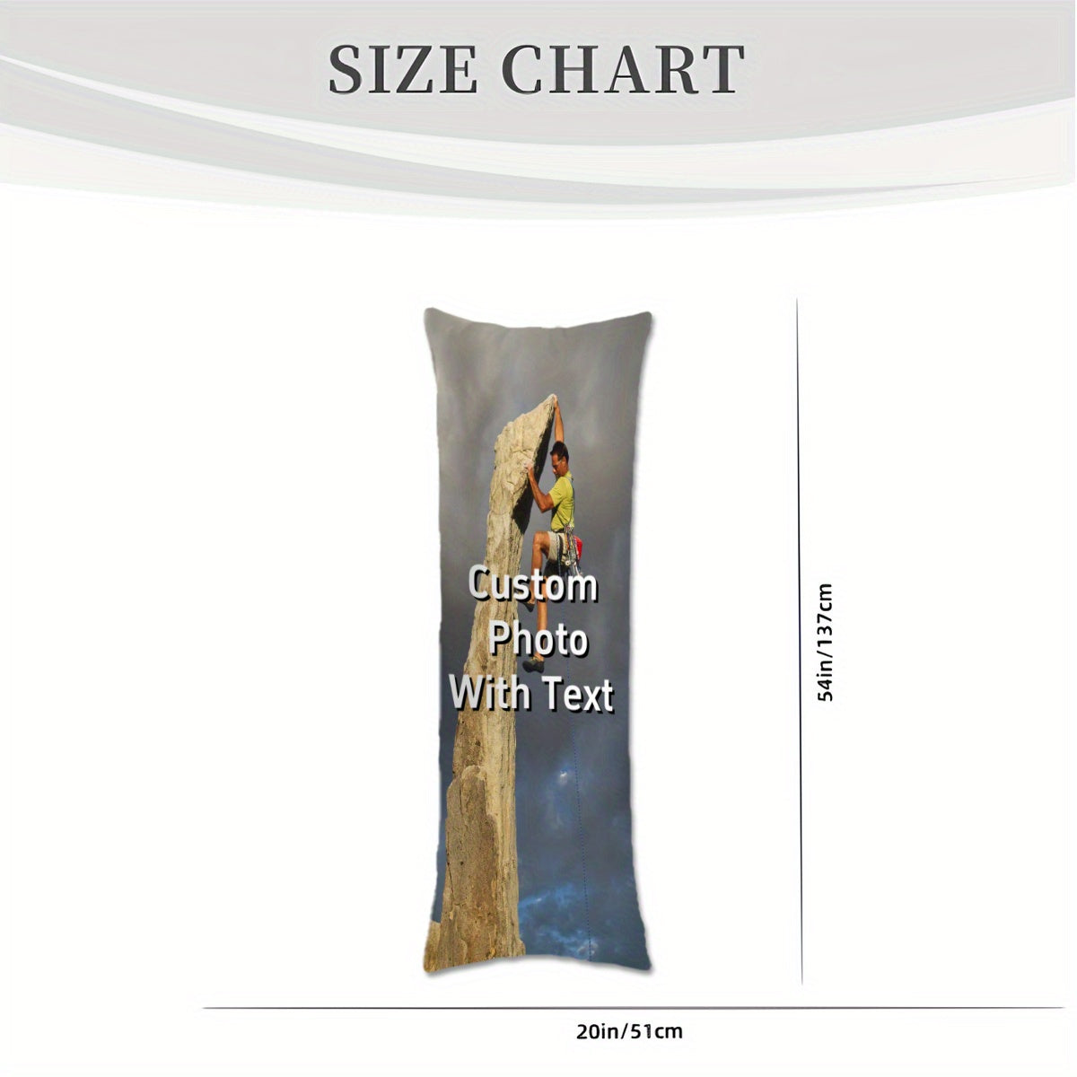 Customized Body Pillowcase with Photo or Text, Double-Sided, 50.8x137.2 cm