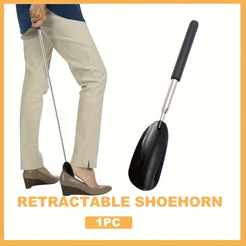 Adjustable Stainless Steel Shoe Horn for Seniors and Pregnant Women Black