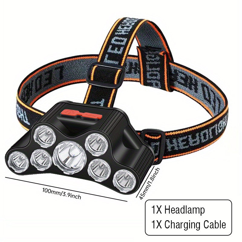 Rechargeable USB Headlamp with 5/7/11 LED Waterproof Headlight for Outdoor Activities