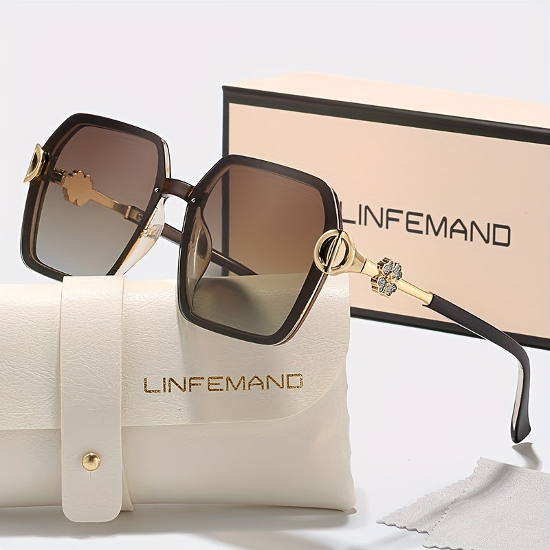 Women's Square Fashion Glasses with Gradient and Carved Design for Parties and Gifts