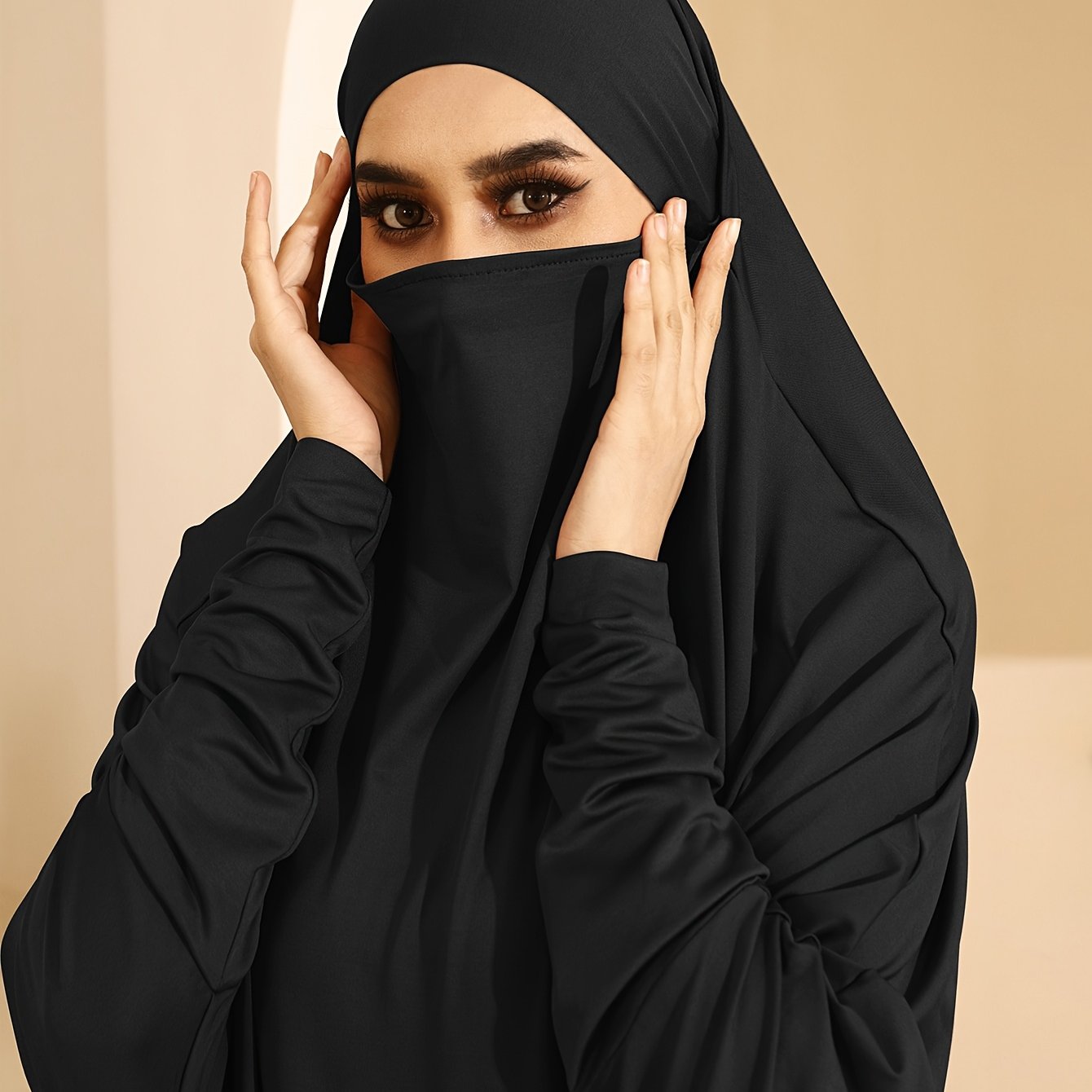 Plus Size Women Jersey Ramadan Abaya Batwing Sleeve Solid Color Islamic Dress