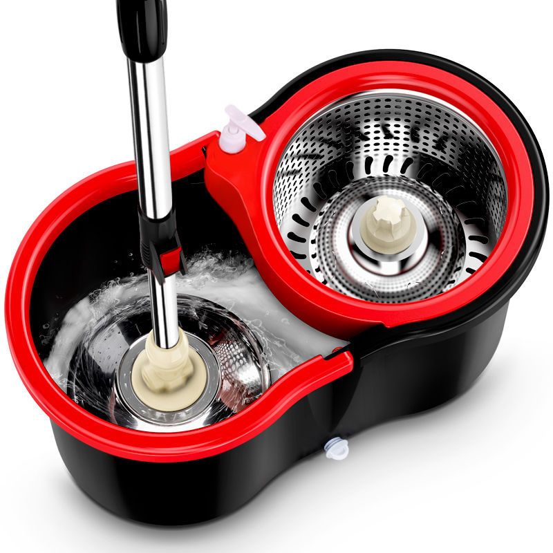 Set de cubo y mopa con mango ajustable y rotación de 360° para suelos y baños