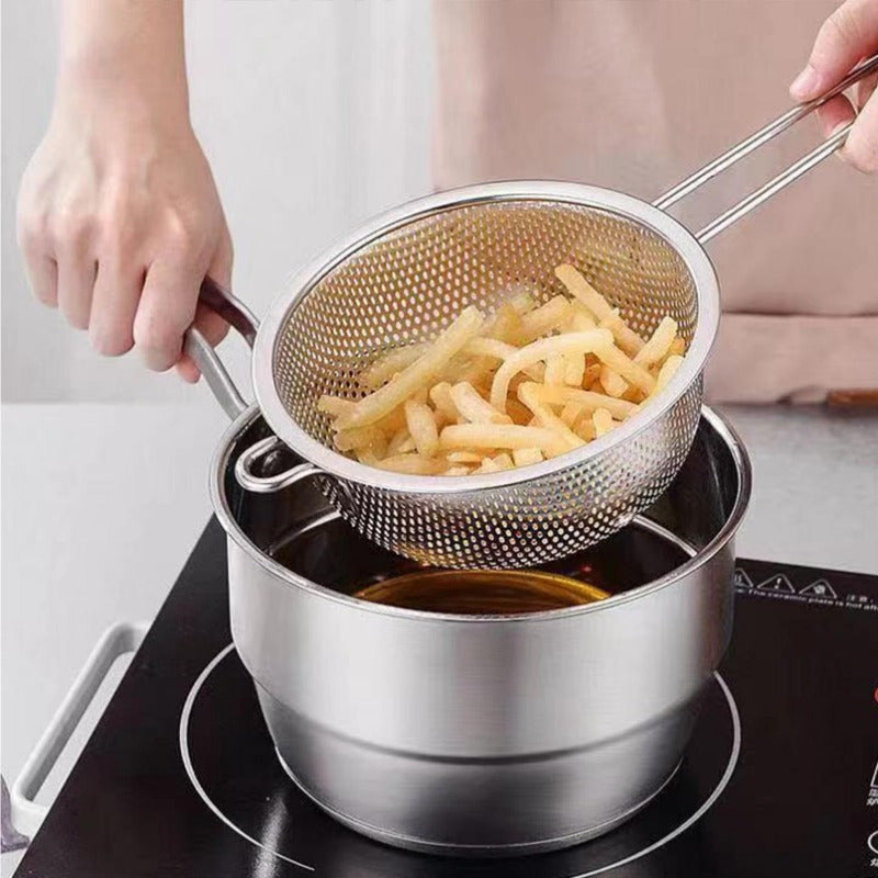 Colador de acero inoxidable de 25cm con asa, tamiz de cocina multiusos