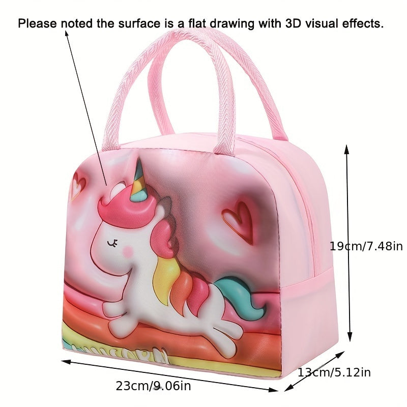 Insulated Aluminum Film Lunch Bag Waterproof Oil-Proof Portable Cartoon Design for Autumn Winter Travel